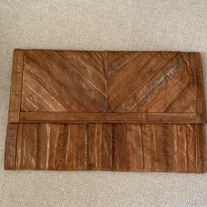 Vintage Eel Skin Clutch Purse Tan..